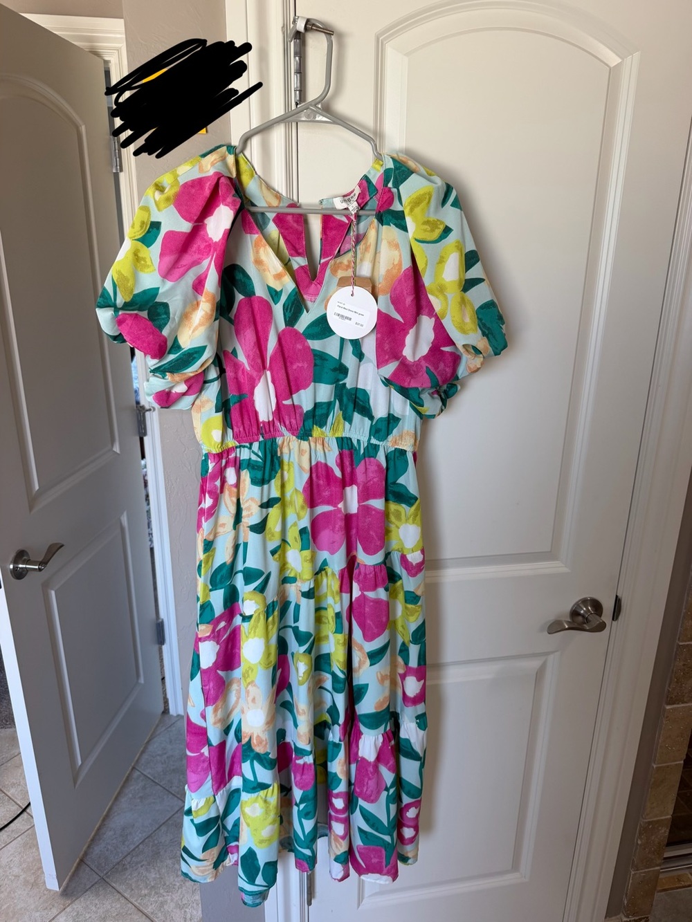 Umgee Pink, Yellow & Green Floral Midi Dress